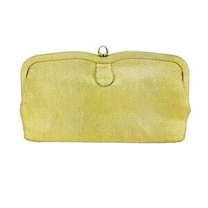 Vintage 50s Metallic Gold Handbag Clutch Purse Evening Bag